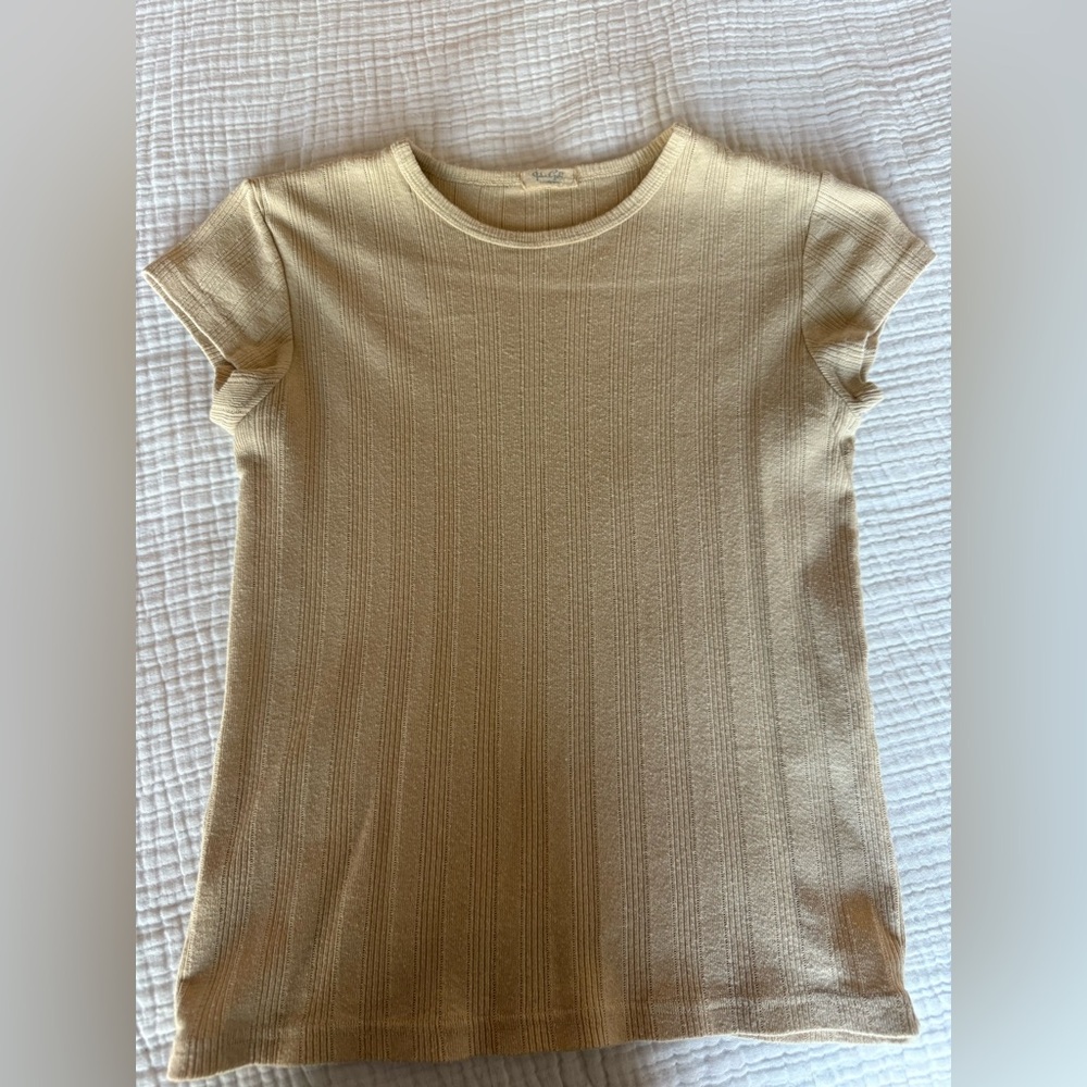 Brandy Melville tan/yellow Ribbed pointelle Knit Top